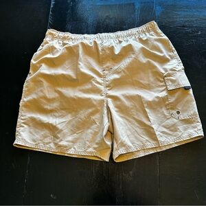 Retro XL Iguana XL Cream Tan Swim Shorts